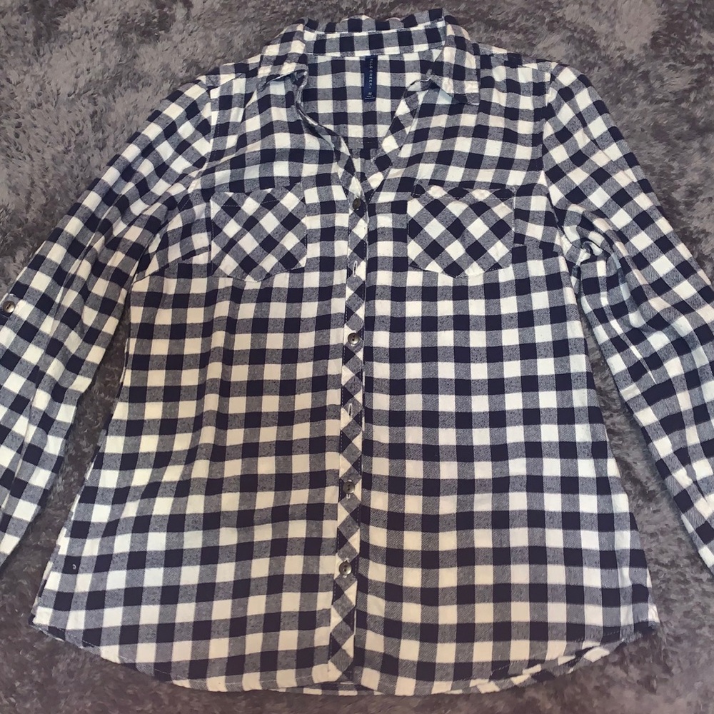 Navy & White Flannel Shirt